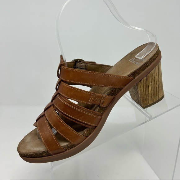 Dansko Dina Brown Woven Leather Strappy Slip On Heeled Sandals Size 39 - Picture 3 of 12